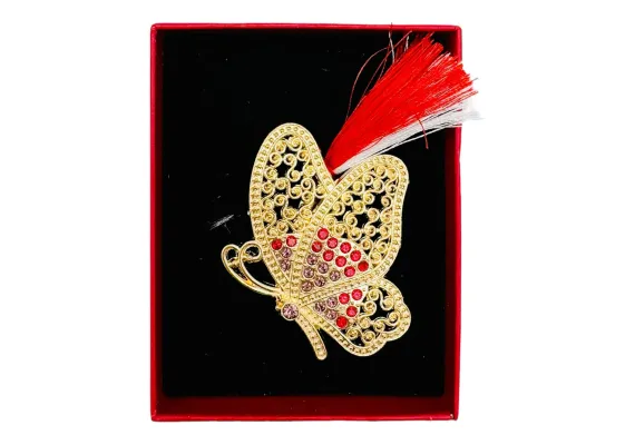 Bacanie Engros - Brosa Martisor Fluturas Dragalas, marime mare, ambalata in cutie rosie, 8.5×6.5×2.5cm,  