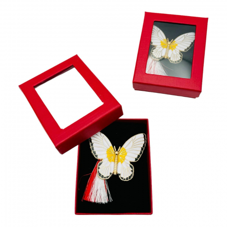Brosa Martisor Fluturas Stilizat, marime mare, ambalata in cutie rosie, 8.5×6.5×2.5cm  [4]