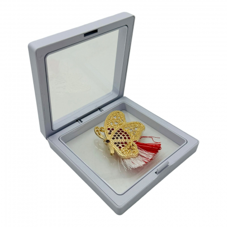 Brosa Martisor, Fluture Dragut in cutie cu expunere 3D (alb/negru), 8.5×8.5×2cm  [1]