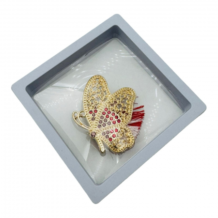 Brosa Martisor, Fluture Dragut in cutie cu expunere 3D (alb/negru), 8.5×8.5×2cm  [3]