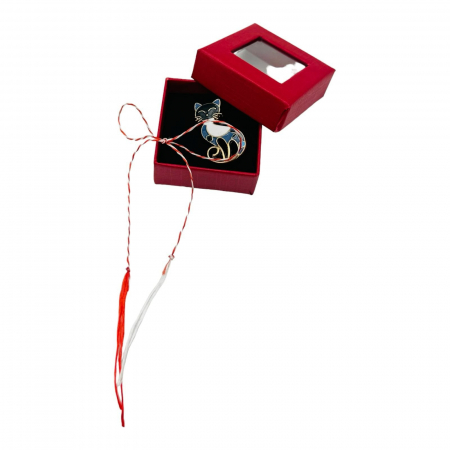 Brosa Martisor in cutiuta cu fereastra, 5×5cm, Pisicuta Simpatica, model 2025,   [1]