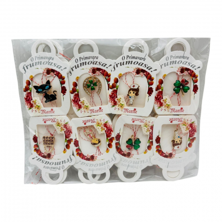 Brosa Martisor in cutiuta cu floricele, modele combinate, 10×6cm,   [3]