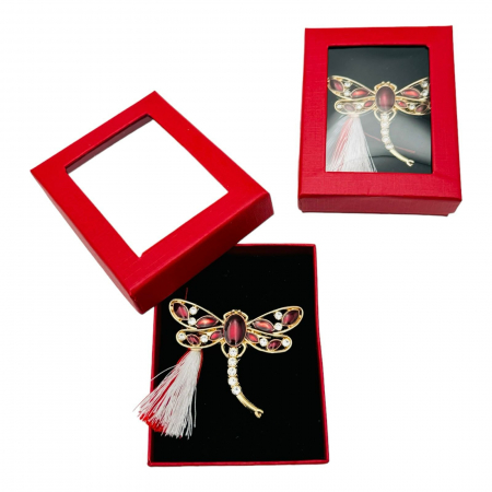 Brosa Martisor Libelula Stilizata, marime mare, ambalata in cutie rosie, 8.5×6.5×2.5cm,   [3]