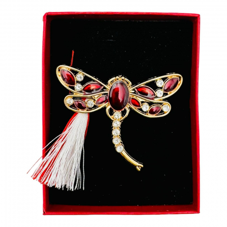 Brosa Martisor Libelula Stilizata, marime mare, ambalata in cutie rosie, 8.5×6.5×2.5cm,   [1]