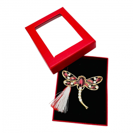 Brosa Martisor Libelula Stilizata, marime mare, ambalata in cutie rosie, 8.5×6.5×2.5cm,   [5]