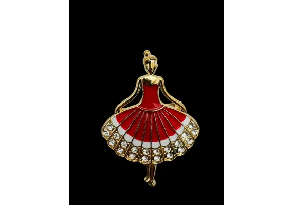 Bacanie Engros - Brosa Martisor, marime mare, Balerina Rosie, editie 2025, 6×5cm 