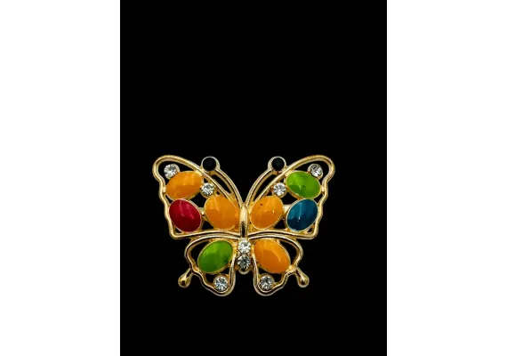Bacanie Engros - Brosa Martisor marime mare, Fluture cu strasuri multicolor, editie 2025, 6×5cm,  