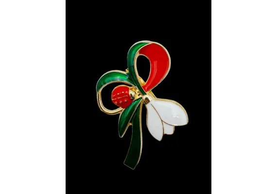 Bacanie Engros - Brosa Martisor, marime mare, Ghiocel cu Buburuza, editie 2025, 6×5cm 