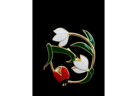 Bacanie Engros - Brosa Martisor, marime mare, Ghiocel Norocos, editie 2025, 6×5cm 