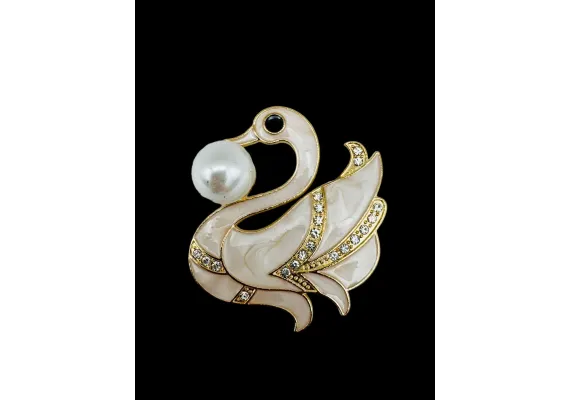 Bacanie Engros - Brosa Martisor, marime mare, Lebada Eleganta, editie 2025, 6×5cm 