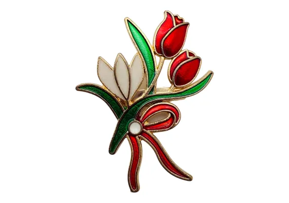 Bacanie Engros - Brosa Martisor, marime medie,buchetel de primavara , ediție 2025, 4.5x3.5 cm 
