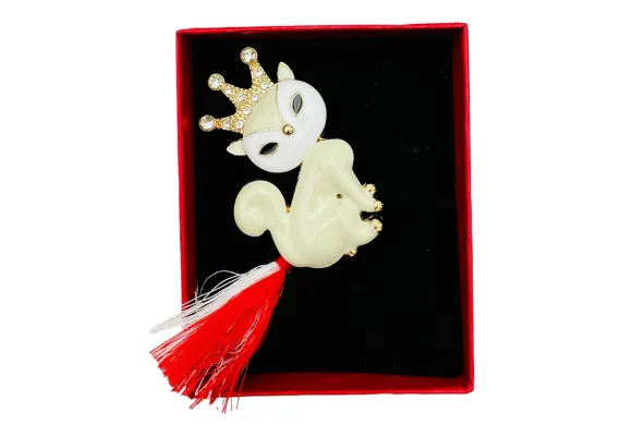 Bacanie Engros - Brosa Martisor Pisicuta Imperiala, marime mare, ambalata in cutie rosie, 8.5×6.5×2.5cm,  