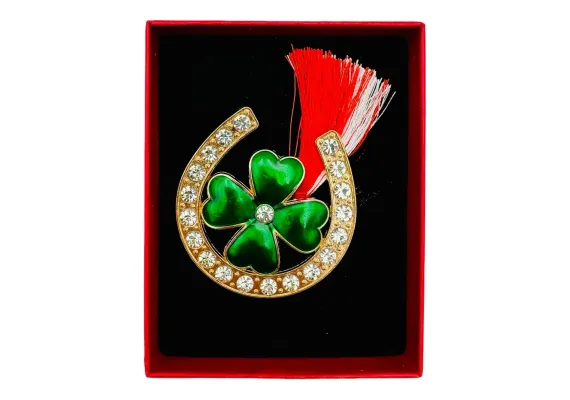 Bacanie Engros - Brosa Martisor Potcoava Norocoasa, ambalata in cutie rosie cu fereastra, 8.5×6.5×2.5cm,  
