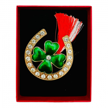 Brosa Martisor Potcoava Norocoasa, ambalata in cutie rosie cu fereastra, 8.5×6.5×2.5cm,   [2]