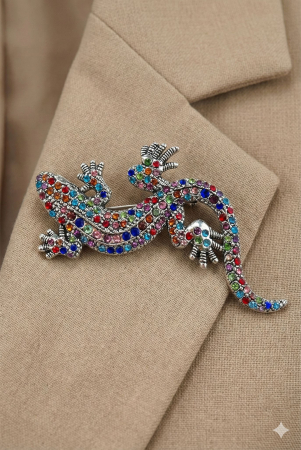 Brosa Soparla Gecko Multicolora 6x2 cm Cristale Strasuri Eleganta [1]