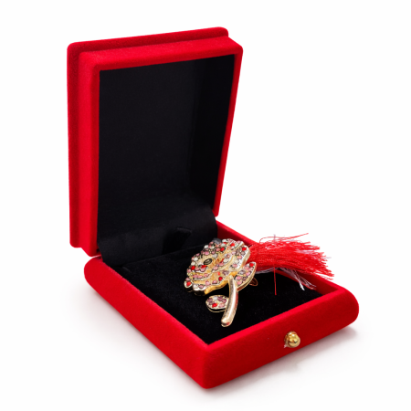 Brose ambalate elegant - Brosa trandafir martisor cu strasuri multicolore