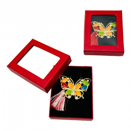 BrosaFluturas Colorat, marime mare, ambalata in cutie rosie, 8.5×6.5×2.5cm  [4]