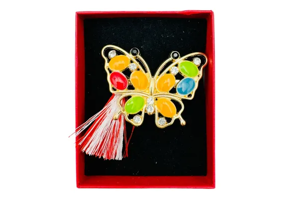 Bacanie Engros - BrosaFluturas Colorat, marime mare, ambalata in cutie rosie, 8.5×6.5×2.5cm 