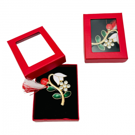 BrosaGhiocel cu Buburuza, marime mare, ambalata in cutie rosie, 8.5×6.5×2.5cm  [5]