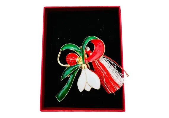 Bacanie Engros - BrosaGhiocel Gingas, marime mare, ambalata in cutie rosie, 8.5×6.5×2.5cm 