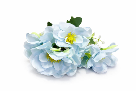 Buchet flori artificiale, 7 Bujori si flori decorative, 30 cm, Bleu [2]