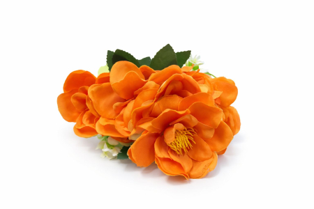 Buchet flori artificiale, 7 Bujori si flori decorative, 30 cm, Portocaliu [1]