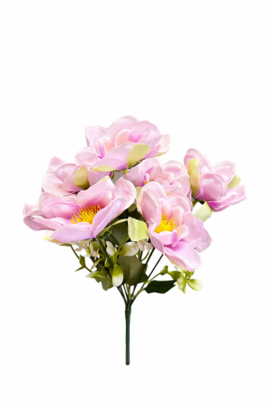 Flori Artificiale - Buchet flori artificiale, 7 Bujori si flori decorative, 30 cm, Roz