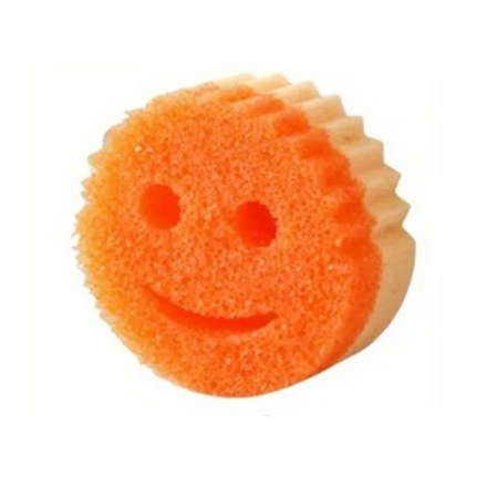 Articole pentru Casa Engros - Burete de Vase, , Rotund, din Burete PU, Model Smiley Face, Doua Fete, 10 x 4 cm, Portocaliu/Galben