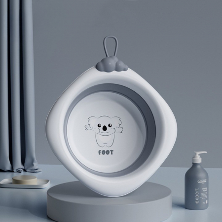 Cada Pliabila pentru Baie pentru Copii, , Cadita pentru Bebelusi, Model Romb pentru Picioare Koala, Gri, 30x30x3.5 cm, 4L [7]