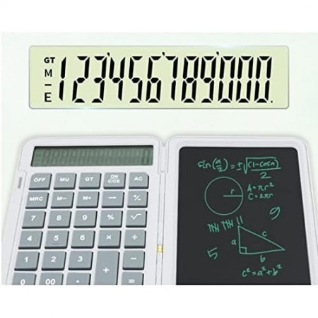 Calculator de Mana Reincarcabil cu Tabla de Scris, , Calculator Portabil, Ecran LCD, Afisaj cu 12 Cifre, Ecran de 15 cm, Culoare Alb [4]