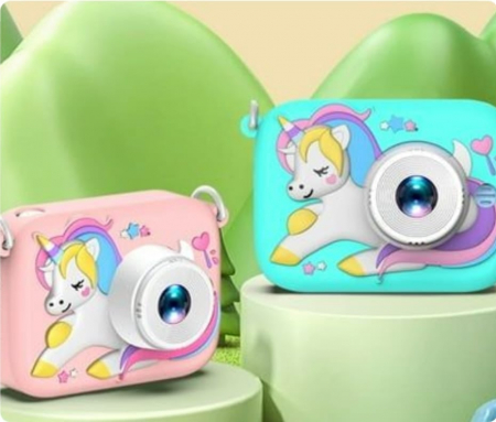 Camera foto digitala pentru copii, model unicorn, USB, suport card SD, display IPS, 12×12×6cm  [3]