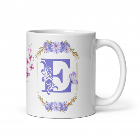 Cana cu model floral și inițială – Cadou special – 330 ml  [4]