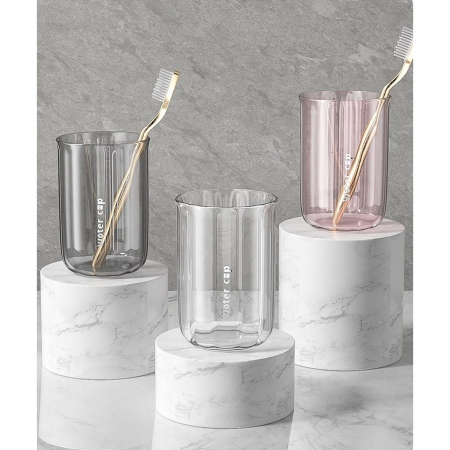 Cana de Apa pentru Clatit, , pentru Periuta de Dinti, 200 ml, 10.4 x 7.3 cm, Roz Transparent [4]