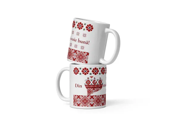 Articole pentru Casa Engros - Cana personalizată – Cadou special cu motive tradiționale – 330 ml (11 oz) 