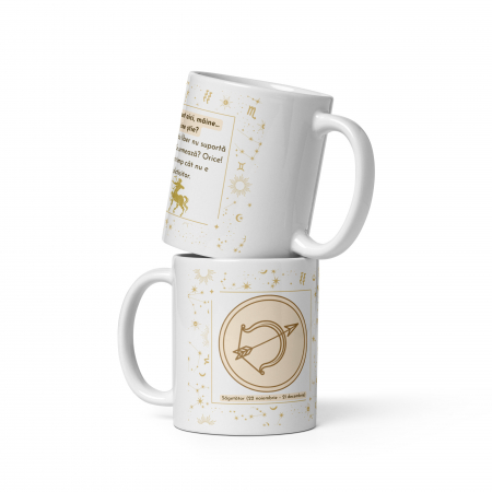 Cana personalizata „Sagetator – Aventurier si Optimist” – 11 oz. 330ml  [1]