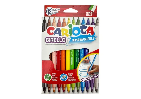 Birotica, papetarie si rechizite Engros - Carioca cu doua capete, 12 culori, Carioca Birello – culori vibrante si aplicare versatila pentru proiecte creative, 