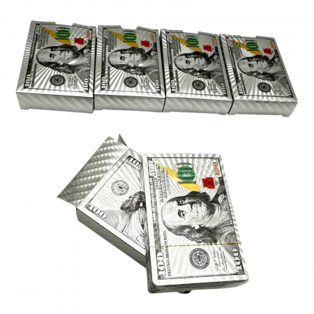 Cărți de joc cu design Dolar Premium din două culori Auriu și Argintiu – Set elegant pentru colecționari și jocuri de societate,  [3]