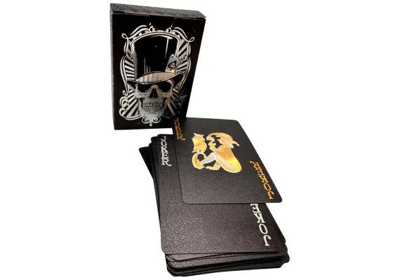 Articole pentru copii Engros - Carti de joc model negru mat cu design craniu – set premium, aspect elegant si rezistent, 