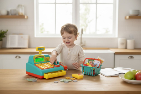 Casa de Marcat de Jucarie cu Sunete si Lumini, Accesorii si Cos de Cumparaturi, 32x17x13cm - [1]