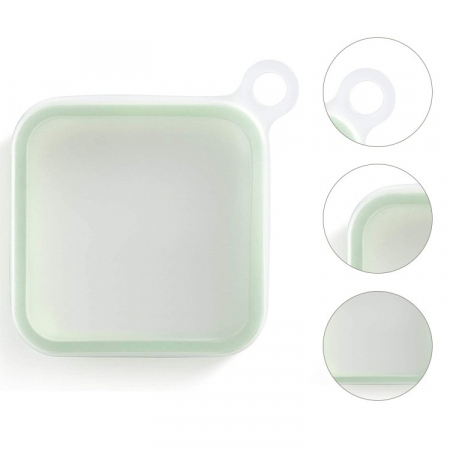 Caserola pentru sandwich , din silicon si polipropilena, portabil, usor de curatat, capac anti-scurgere, reutilizabil, 15.5 x 15.5 x 2.5 cm, verde [7]