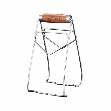 Articole pentru Casa Engros - Clema pentru Boluri, , Anti-Alunecare, din Otel Inoxidabil, Extindere, pentru Oale, Tigai, de Uz Casnic, Rezistent la Temperaturi Inalte, 19.5x9.8x8 cm, Maner Maro, Gri