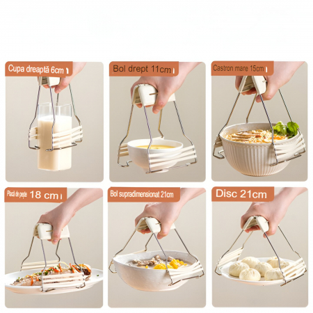 Clema pentru Boluri, , Anti-Alunecare, din Silicon, de Uz Casnic, Rezistent la Temperaturi Inalte, 17.6x11.5x5.15cm, Gri [4]