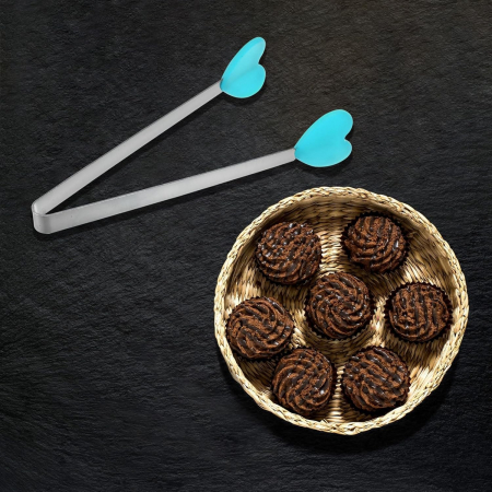 Cleste Creativ pentru Mancare, , Model Inimioare din Silicon, 14.5x3 cm, Rezistent la Temperaturi Inalte si Coroziune, Albastru [2]