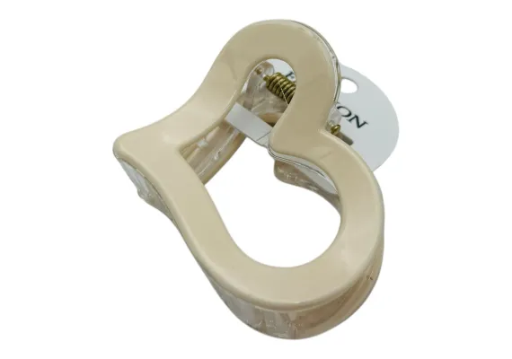 Haine si accesorii Engros - Clește de Păr 6cm, Model Inimă, Silicon Lucios, Culori Diverse, Cu Etichetă pentru Expunere | Accesoriu Romantic și Practic | 