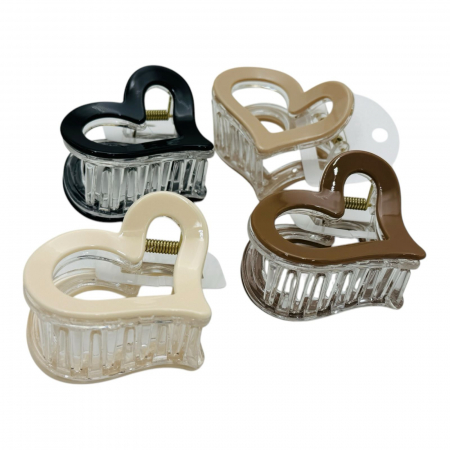 Clește de Păr 6cm, Model Inimă, Silicon Lucios, Culori Diverse, Cu Etichetă pentru Expunere | Accesoriu Romantic și Practic |  [5]