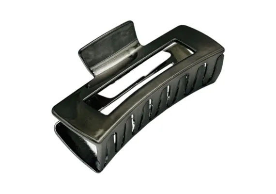 Produse pentru par Engros - Clește de Păr Mare 10cm, Model Dreptunghiular, Negru Metalic, Cu Etichetă pentru Expunere | Accesoriu Elegant | 