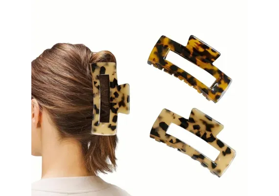 Produse pentru par Engros - Clește de Păr Mare 10cm, Model Dreptunghiular, Silicon Lucios, Animal Print, Cu Etichetă pentru Expunere | Accesoriu Trendy | 