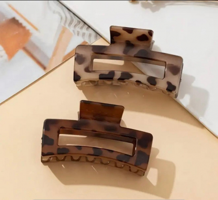 Clește de Păr Mare 10cm, Model Dreptunghiular, Silicon Lucios, Animal Print, Cu Etichetă pentru Expunere | Accesoriu Trendy |  [2]