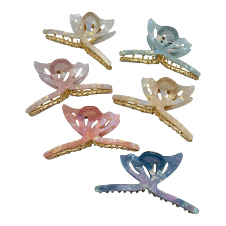 Clește de Păr Mare 12.5cm, Model Fluture, Metal cu Silicon Sidefat, Diverse Culori, Etichetă pentru Expunere |  [2]