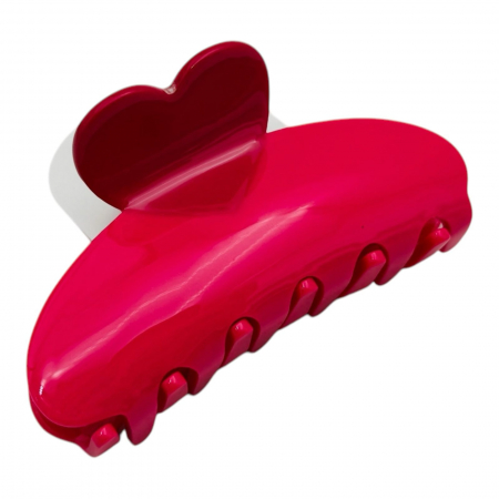 Clește de Păr Mare 8.5cm, Model Inimioară, Silicon Lucios, Culori Diverse, Cu Etichetă de Prezentare | Accesoriu Elegant |  [5]